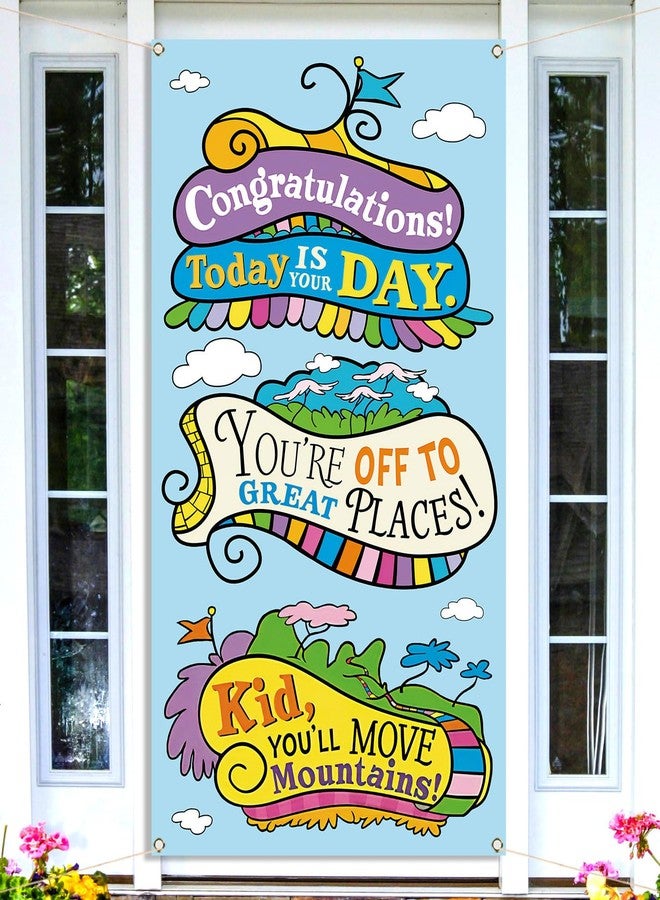 Pudodo Oh The Places You'll Go Door Cover Graduation Travel Theme Party Decor Front Door Porch Banner Photography Decoration - Image 2